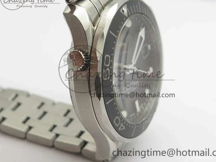 0823 Flexible Seamaster 300M SS OMF 1:1 Best Edition Black Dial Matt Black Ceramic Bezel On SS Bracelet A 8147